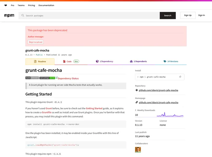 screenshot of Grunt Cafe Mocha