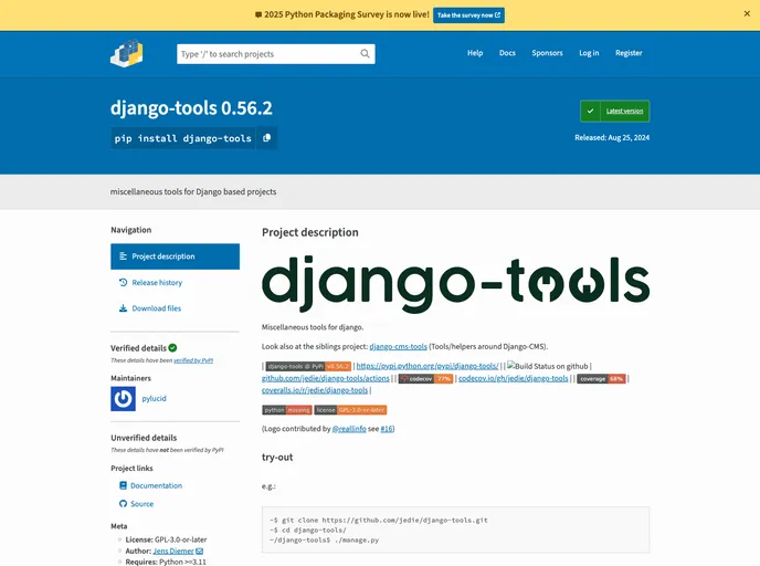 screenshot of Django Tools
