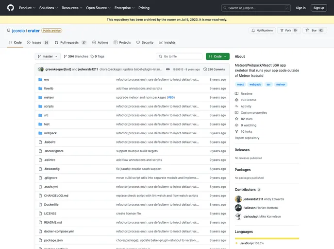 screenshot of Meteor Webpack React