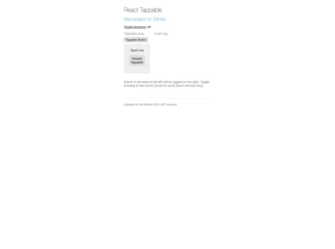 screenshot of React Tappable