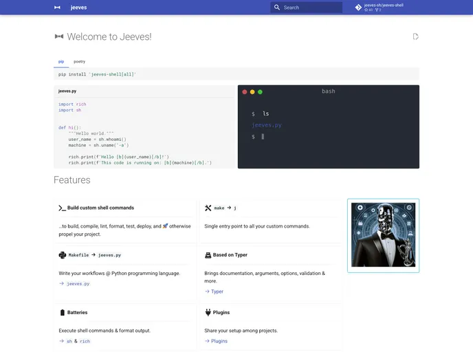 screenshot of Jeeves Shell