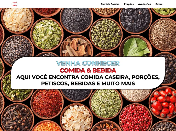 screenshot of Landing Page Comida Bebida