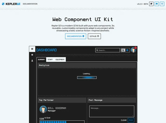 screenshot of Kepler UI