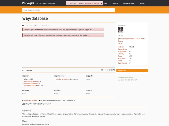 screenshot of Laravel Model Validation