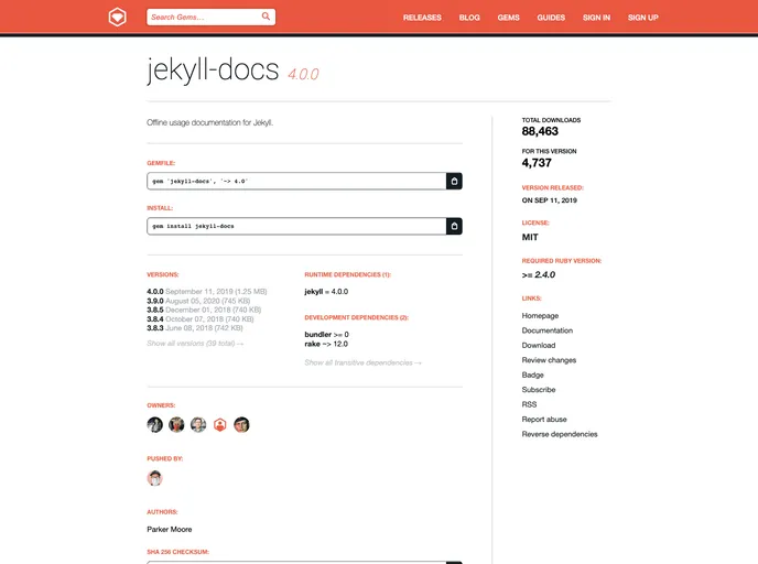 screenshot of Jekyll Docs