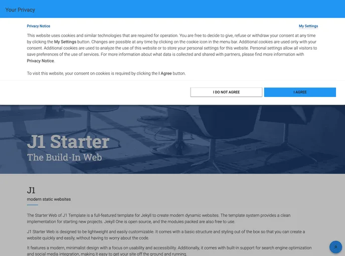 screenshot of J1 Template Starter