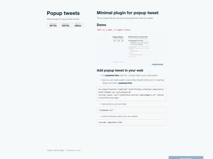 screenshot of PopupTweets