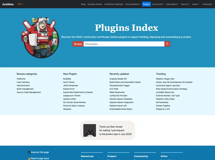 screenshot of Plugin Site