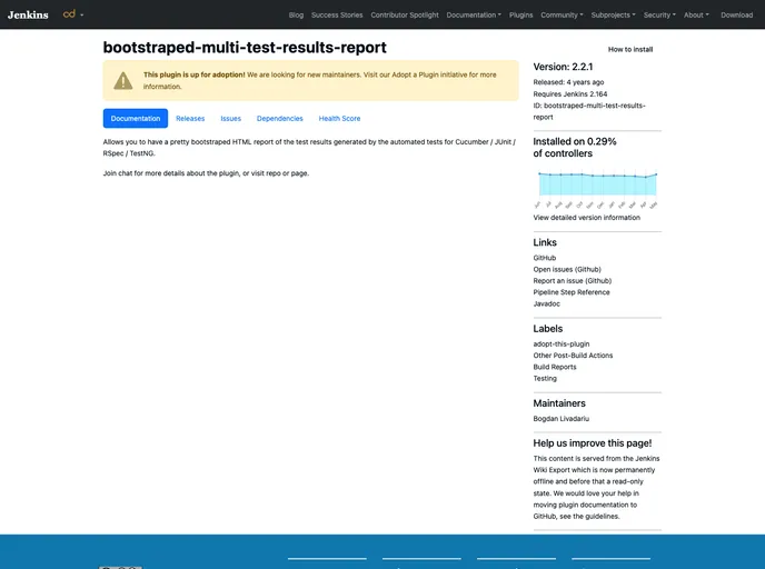 screenshot of Bootstraped Multi Test Results Report Plugin