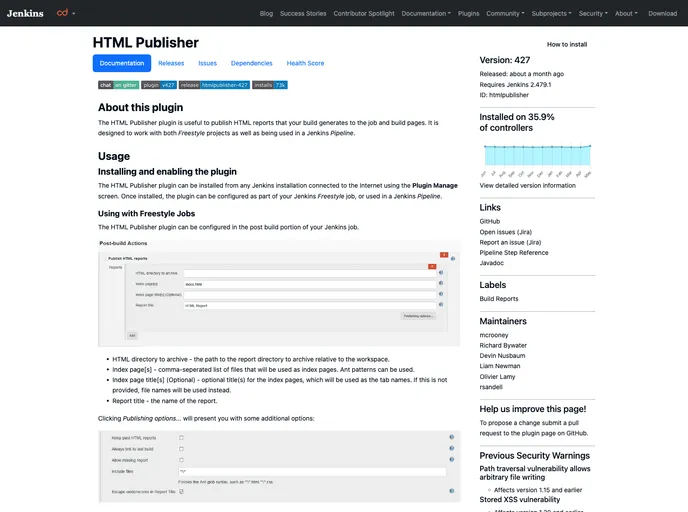 screenshot of Htmlpublisher Plugin
