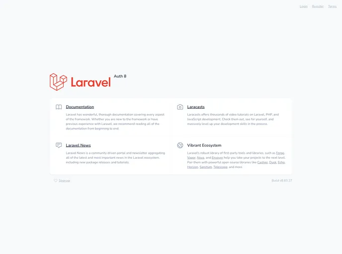 screenshot of Laravel Auth
