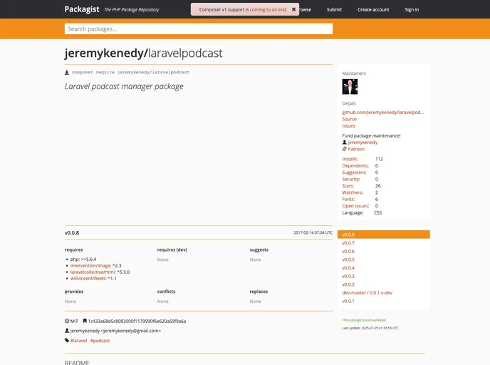 screenshot of Laravelpodcast