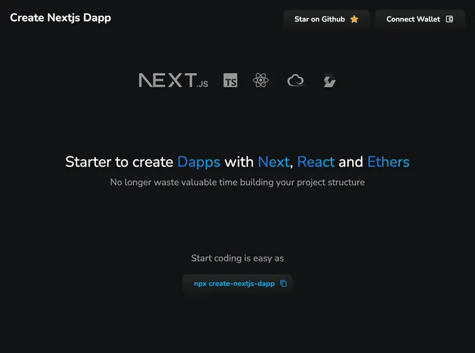 screenshot of Create Nextjs Dapp
