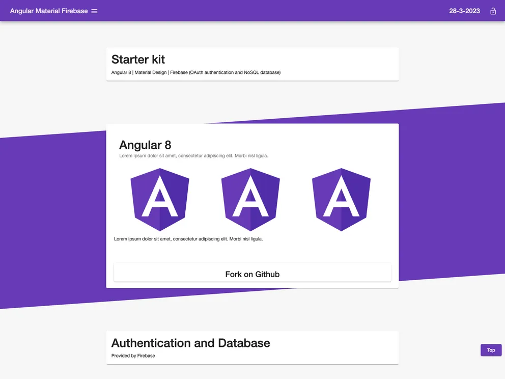 screenshot of AngularMaterialFirebase