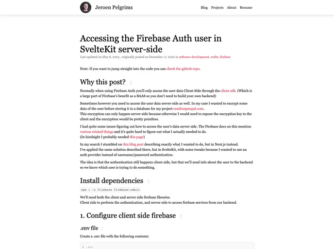 Sveltekit Firebase Auth Server Side screenshot