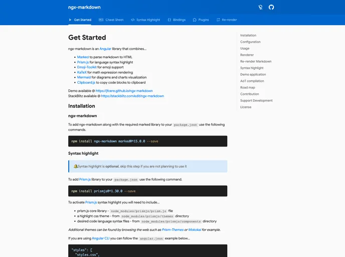 screenshot of Ngx Markdown