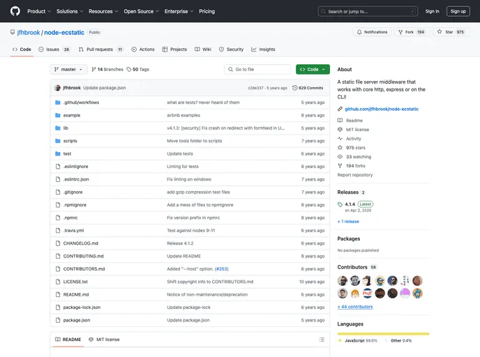 screenshot of Node Ecstatic
