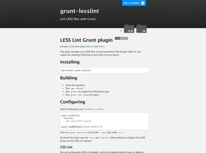 screenshot of Grunt Lesslint