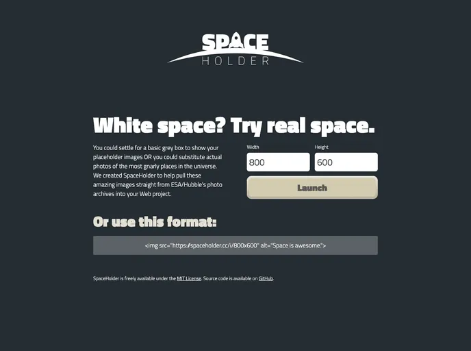 screenshot of Spaceholder.cc