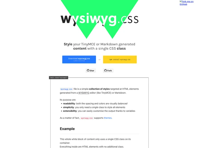 screenshot of Wysiwyg.css