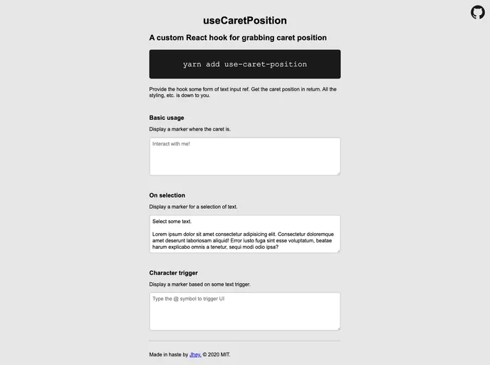 screenshot of Use Caret Position