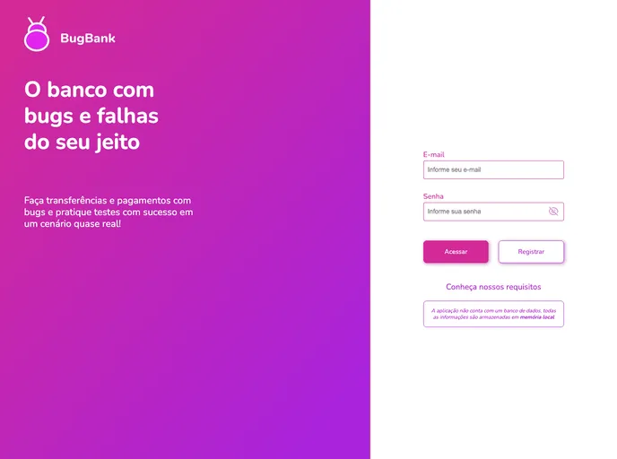 Bugbank UI screenshot
