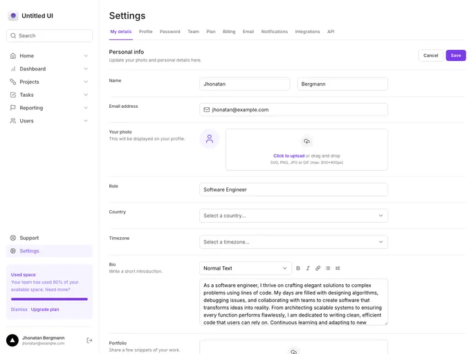 screenshot of Untitled UI