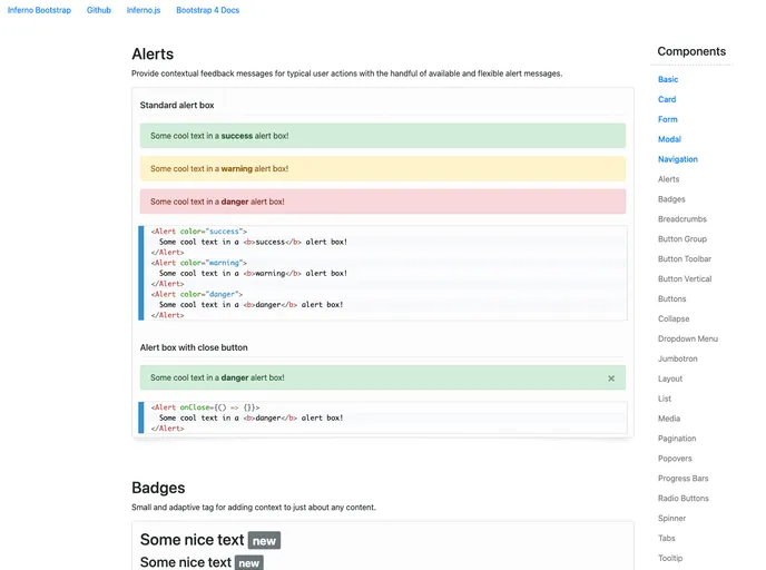 screenshot of Inferno Bootstrap