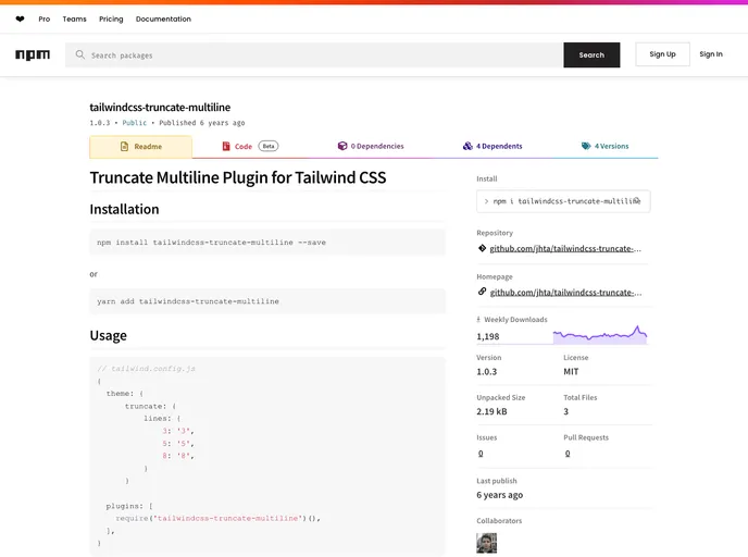 screenshot of Tailwindcss Truncate Multiline