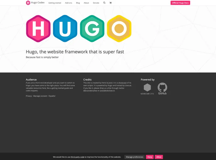 screenshot of Hugocodex
