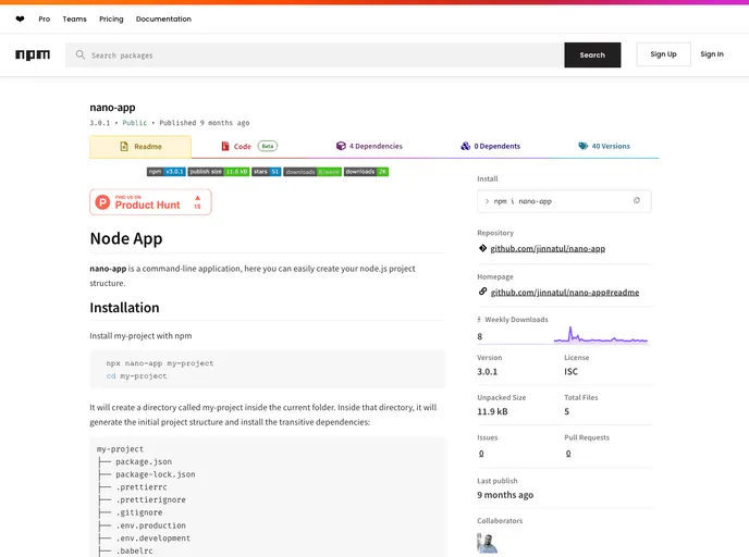 screenshot of Nano App