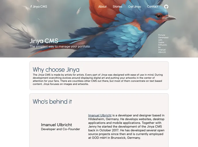 screenshot of Jinya Cms