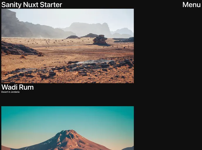 screenshot of Sanity Nuxt 3 Starter