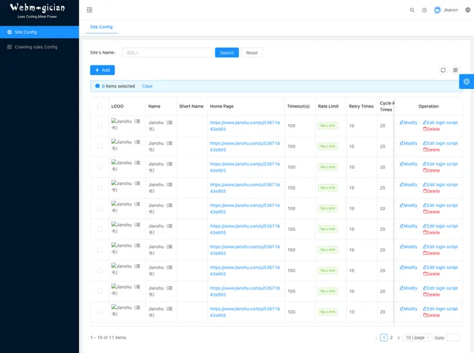 Webmagician UI screenshot