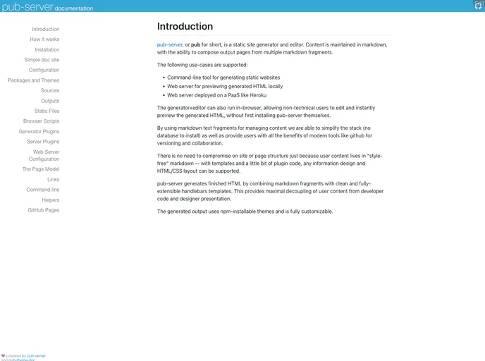 screenshot of Pub Server