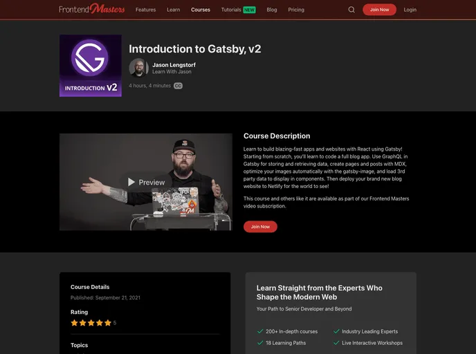 screenshot of Frontend Masters Intro To Gatsby Project