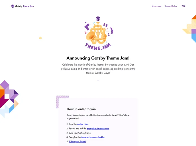 screenshot of Gatsby Theme Jam Example