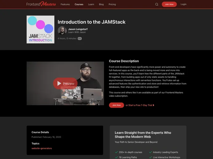 screenshot of Jamstack Intro