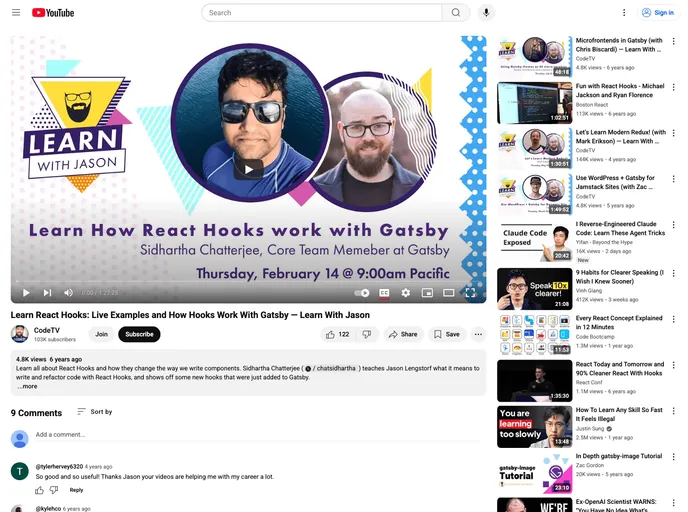 screenshot of React Hooks Gatsby