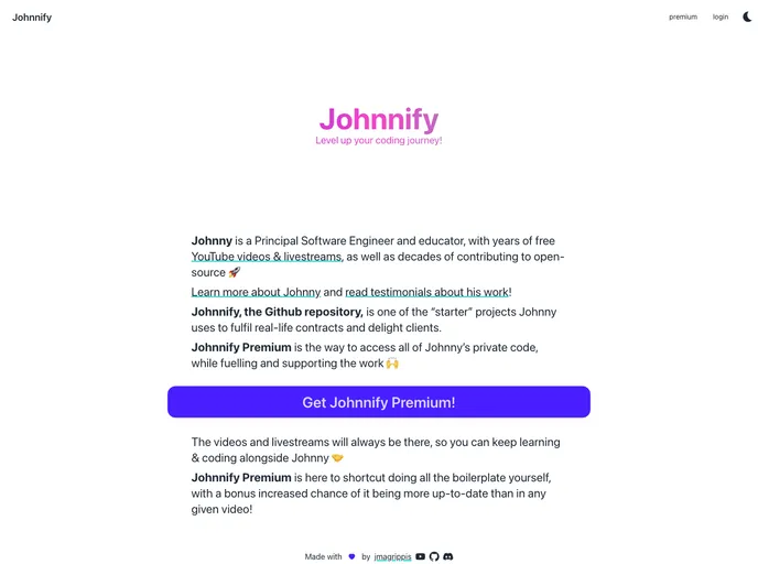 screenshot of Johnnify