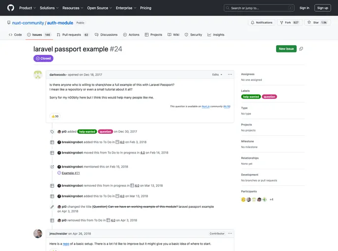 screenshot of Nuxt Laravel Passport Example
