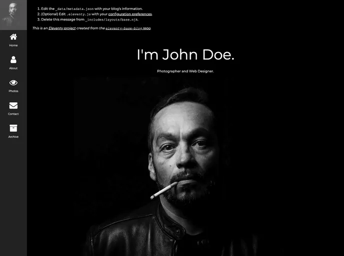 screenshot of Dark Portfolio Template 11ty