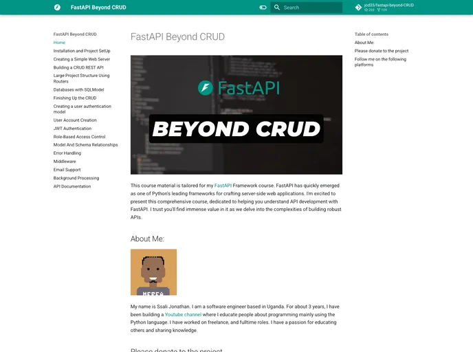 screenshot of Fastapi Beyond Crud Docs