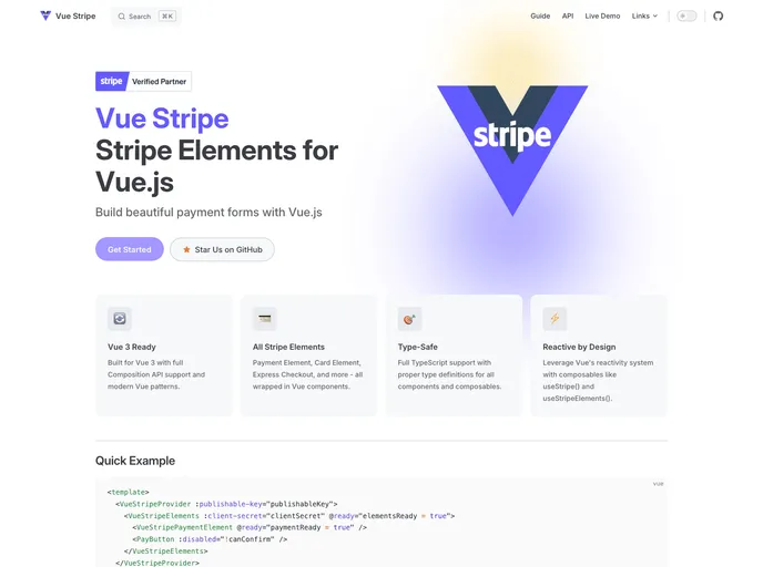 Vue Stripe screenshot