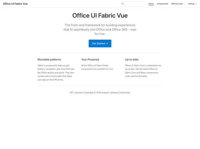 screenshot of Office UI Fabric Vue