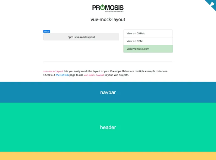 screenshot of Vue Mock Layout