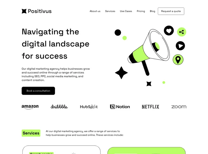 Positivus Landing Page screenshot