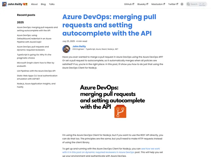 screenshot of Blog.johnnyreilly.com