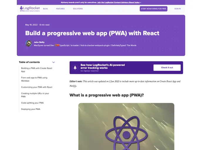 screenshot of Pwa React Typescript