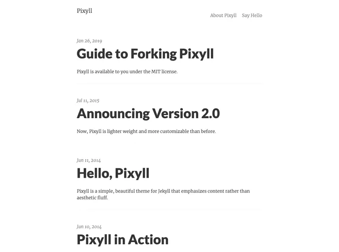 screenshot of Pixyll
